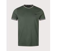 Fred Perry Mens Twin Tipped T-Shirt - Colour: 53A Court Green/Snow White/Navy - Size: Large