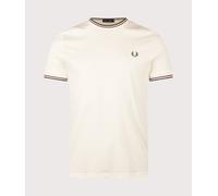 Fred Perry Mens Twin Tipped T-Shirt - Colour: 84A Ecru/Oxblood/Grassroots - Size: Small