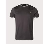 Fred Perry Mens Twin Tipped T-Shirt - Colour: 87A Anchor Grey/Ecru/Seagrass - Size: Medium