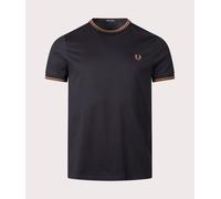 Fred Perry Mens Twin Tipped T-Shirt - Colour: Q27 Black/Shaded Stone - Size: XL