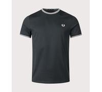 Fred Perry Mens Twin Tipped T-Shirt - Colour: T50 Night Green/Snow White/Snow White - Size: XL