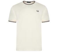 Fred Perry Mens Twin Tipped T-Shirt Ecru Cotton - Size Large