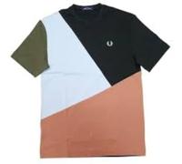 Fred Perry Mens Unisex Abstract Colour Block M5612 100% Cotton T Shirt in Dark Night Green Size XXL