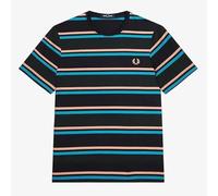 Fred Perry Mens Unisex Bold Stripe M6558 Q20 T Shirt 100% Cotton in Navy Blue Night Green Black Rust and Cyber Blue - Size Medium