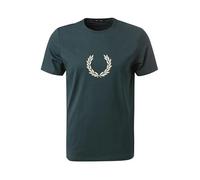 Fred Perry Mens Unisex M5632 Laurel Wreath Graphic T Shirt 100% Cotton in Petrol Blue Green Size Medium