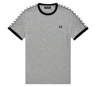 Fred Perry Mens Unisex Taped Ringer T Shirt 100% Cotton Steel Marl Grey Size M - Medium