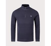 Fred Perry Mens Waffle Stitch Quarter Zip Jumper - Colour: 738 Dark Airforce - Size: Medium