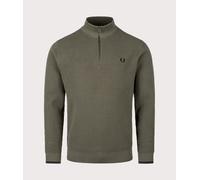 Fred Perry Mens Waffle Stitch Quarter Zip Jumper - Colour: X21 Laurel Wreath Green - Size: XL