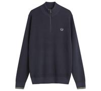 Fred Perry Men's Waffle Zip Half Zip Jumper Dark Airforce
