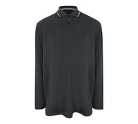 Fred Perry Mens White Twin Tipped Collar Gunmetal Grey Long Sleeve Polo Shirt Cotton - Size Small
