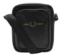 Fred Perry Mens Womens Unisex L4226 Branded Scotch Grain PU Side Crossbody Shoulder Bag in Black