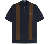 Fred Perry Panel Detail Knitted Shirt - Navy S S