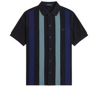 Fred Perry Panelled Button Through Polo Shirt - Black S