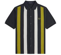 Fred Perry Panelled Button Through Polo Shirt - Black L L