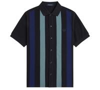 Fred Perry Panelled Button Through Polo Shirt - Black L L