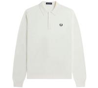 Fred Perry Plain White Long Sleeve Knitted Polo Shirt - XXL