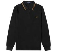 Fred Perry Shaded Stone Twin Tipped Collar Black Long Sleeve Polo Shirt - S