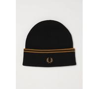 FRED PERRY Striped Merino Wool Beanie Hat with Embroidered Logo - Size: OS - male