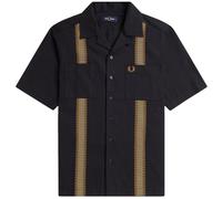 Fred Perry Tape Detail Revere Collar Shirt - Black - M7768-102 COLLAR