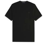 Fred Perry Tipped Cuff Honeycomb Pique T-Shirt - Black/Court Green - X-Large