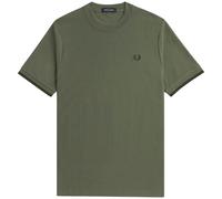 Fred Perry Tipped Cuff Honeycomb Pique T-Shirt - Laurel Wreath Green/Night Green - XX-Large
