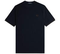 Fred Perry Tipped Cuff Honeycomb Pique T-Shirt - Navy/Carrington Road Brick - Small