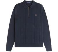 Fred Perry Tonal Stripe Knitted Shirt - Navy S S