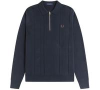 Fred Perry Tonal Stripe Knitted Shirt - Navy XL XL