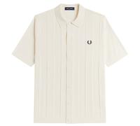 Fred Perry Mens Regular Fit Tonal Vertical Stripe Knitted Shirt - Colour: 560 Ecru - Size: XXL