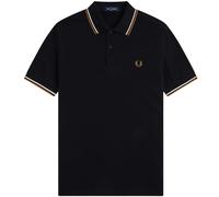 Fred Perry Twin Tipped Polo Shirt, Black/Ecru/Dark Caramel (UK, Alpha, M, Regular, Regular, Black/Ecru/Dark Caramel)