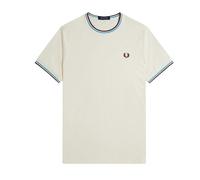 Fred Perry Twin Tipped T-Shirt Ecru/Court Blue/OxBlood - XXL