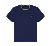 Fred Perry Twin Tipped T-Shirt French Navy/Dusky Blue/Citron - L