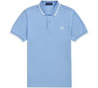 Fred Perry White Knit Rib Collar Sky Blue Polo Shirt - XS