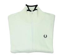 Fred Perry Womens Ladies G5141 Branded Knitted Trim Part Zip Funnel Neck Sweatshirt Jumper 100% Cotton Size 10 in Snow White