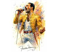 Freddie Mercury Autographed Splash Art Watercolour Print (A4 PRINT ONLY)