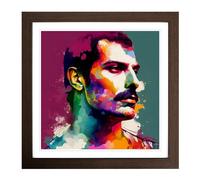 Freddie Mercury Color Field Framed Wall Art Print Walnut
