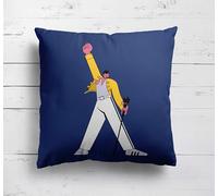 Freddie Mercury Cushion Cartoon Style Personalised Custom Background Colour Music Legend Inspired Pillow Cover or Filled Scatter Cushion Sofa Bed Chair Decor Gift