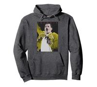 Freddie Mercury Official Singing Yellow Pullover Hoodie, Adult Unisex, Dark Heather Grey, Medium