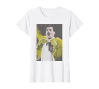 Freddie Mercury Official Singing Yellow T-Shirt T-Shirt, Women, White, Large