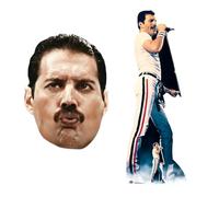 Freddie Mercury On Stage 1982 Red And Blue Stripes Lifesize Cardboard Cutout 184cm with Face Mask - Ideal for Celebrity Theme, Television, Music & Movie Fans, Birthdays & VIP Events