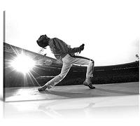Freddie Mercury Poster, Large Framed Canvas Wall Art, Ready to Hang | Panther Print, Black and White Music Print 76x41cm 30x16in, Pictures for Living Room Bedroom Hallway, Gift for Queen Fans