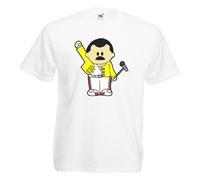 Freddie Mercury Queen Inspired Cartoon Mens T Shirt Medium White