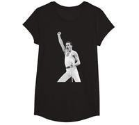 Freddie Mercury Queen Live Aid Wembley Stadium 1985 T-Shirt, Girls, Black, Medium