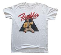 Freddie Mercury T Shirt Mic Pose Triangle Logo Queen new Official Mens White