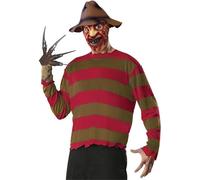 Smiffys A Nightmare On Elm Street Freddy Krueger Costume - Includes Printed Top, Glove & Hat, Officially Licensed Nightmare on Elm Street Adult Fancy Dress, Adult Halloween Outfit