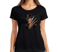 Freddy Krueger Horror Elm Street Knife Claw Burnt Face Women's T-Shirt, black, S