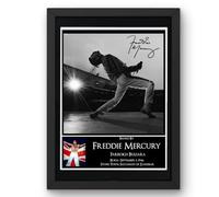 Freddy Mercury Signed Autograph Print Poster Black Framed Mounted Wall Art (10x12) Actor Artwork for Home & Office Decor Gift
