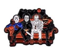 Freddy Nightmare Elm Street Jason Friday 13th Halloween Michael Myers It Pennywise Friends Horror Movie Film Couch Sofa 1.4" Enamel Pin Badge