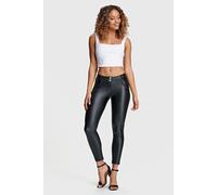 Freddy Women's WR.UP Faux Leather Mid Rise 7/8 Length Trousers in Black | Size: Medium Freddy Black M