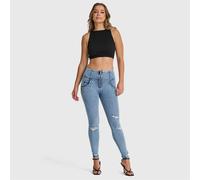Freddy Women's WR.UP SNUG Distressed High Waisted Full Length Jeans in Light Blue | Size: Small Freddy Light Blue S